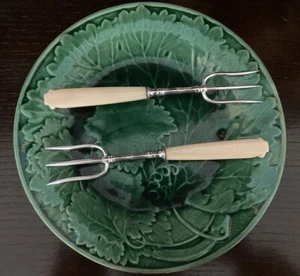 Set of Two antique silver plated bread Forks - Picture 1 of 2