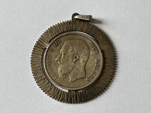 Bijoux Pendentif avec Monnaie Belge 5 Francs argent 1875 (L39) - Picture 1 of 5