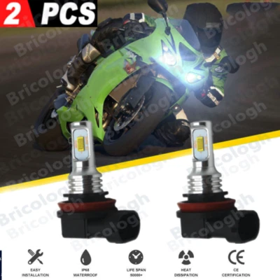 Faro LED blanco para motocicleta Kawasaki Ninja ZX10R 2006 2007 H11 6000K Foto 1 de 4