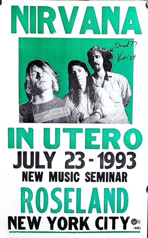 KRIST NOVOSELIC Signed 14 x 22 Poster "NIRVANA - IN UTERO" BAS #BJ008911 Cover
