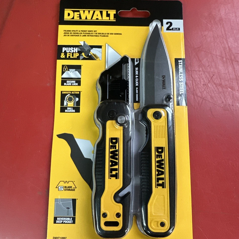 DeWalt 2 Pc. Folding Utility And Pocket Knife Set DWHT10997