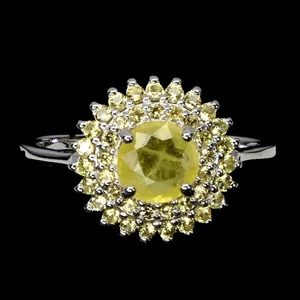 925 Sterling Silver Ring Round Yellow Sapphire 6mm Natural Gemstone Size 6.5 - Picture 1 of 13