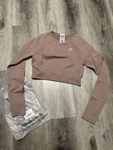 Gymshark Women’s Everyday Seamless Long Sleeve Crop Top Pink Size Small NEW - Picture 1 of 5