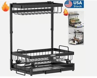 Estante de secado de platos de fregadero de 3 niveles, escurridor de utensilios de cocina de acero inoxidable Foto 1 de 4