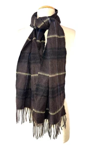 Club Room Neu mit Etikett Herren 100 % Kaschmir Fransen kariert Schal Schalldämpfer braun $ 120 F65 - Bild 1 von 6