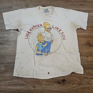 1990 Simpson bart homer groening tshirt peace like father son (L) SSI USA Vtg - Picture 1 of 11