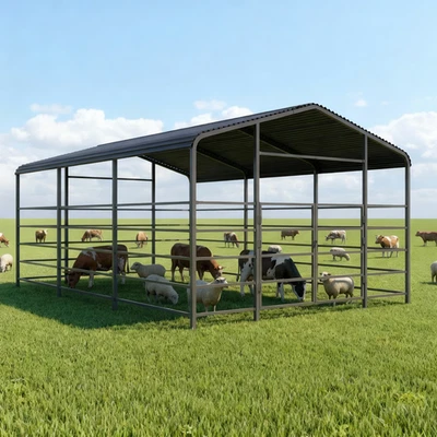 Nuevo cobertizo de metal para ganado de 20x12 pies para ganado caballo cabra envío gratuito Foto 1 de 4