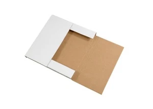 Shipping Boxes 12 1/2x 12 1/2x 1Inches White Multi Depth Corrugated Bookfold E - Picture 1 of 6