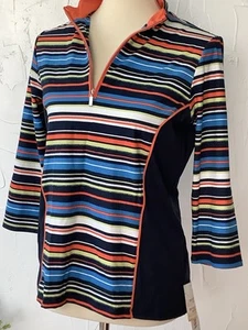 Ruby Rd. FAVORITES, 3/4 ZIP NECK (size S) Stripped Athletic Top, NWT - Picture 1 of 13