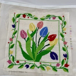 Vintage 70s Candamar Designs Special Needlepoint Tulip Floral Springtime #30462 - Picture 1 of 8