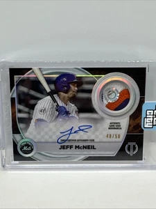 2022 Topps Tribute Jeff McNeil Autograph Patch /50 3 Color Game Worn Mets 🔥🔥 - Picture 1 of 12