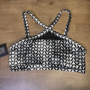 Victoria's Secret VSX Body Sport Bra Unpadded Front Mesh Medium Black White - Picture 1 of 7