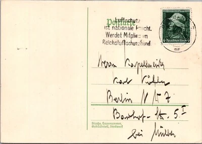 GERMANY 1935 PRE WAR POSTAL HISTORY POSTCARD COMM SOLDIER STAMP ADDR CANC BERLIN - Image 1 of 2