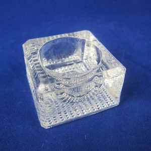 Antique EAPG Open Salt Dip Cellar Clear Pressed Glass Square Grid Pattern 1.6" - Picture 1 of 11