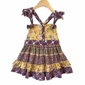 Matilda Jane Sophie Knot Top Tunic Girls Sz 6 Friends Forever Plaid Floral Tank - Picture 1 of 11