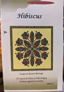 Hibiscus Quilt Design By Barbara Bieraugel 18" Pillow Wall Hanging - Picture 1 of 4