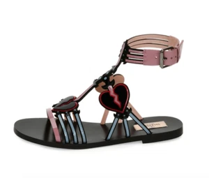 NIB Valentino Loveblade Patent Leather Ankle Strap Flat Sandals Sz 36  - Picture 1 of 8