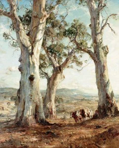 Canvas Prints Hans Heysen - Painting - "The Three Gum" Framed & Ready to Hang - Picture 1 of 1