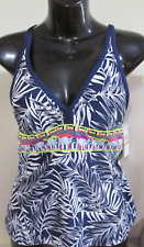JAG Racer Back Tropical Leaves Tankini Top sz S NEW with TAGS
