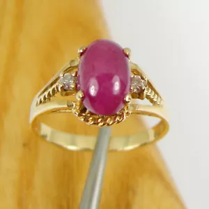 2.90cts Oval 9x6mm Natural Ruby & Diamonds Ring Genuine 375 9ct 9k Yellow Gold - Picture 1 of 10