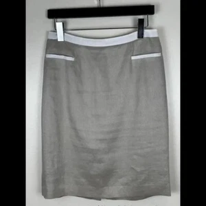 Falda lápiz de lino Brooks Brothers con ribete blanco TALLA 6 - Imagen 1 de 7