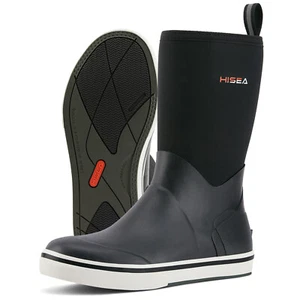 HISEA Men Mid-Calf Fishing Deck Boots Waterproof Non-Slip Gardening Rain Boots - Picture 1 of 23