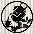 Tea Time Vinyl Record Wall Clock Decor Handmade 7261