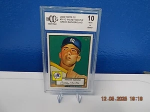 2006 Topps '52 Rookies #311c Mickey Mantle Green BCCG 10 - Picture 1 of 6