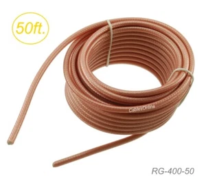 50ft RG400 Podwójnie ekranowany luzem 50 Ohm Wysokotemperaturowy kabel koncentryczny, RG-400-50 - Zdjęcie 1 z 2