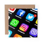 1 x Blank Greeting Card Social Media Screen Apps Phone #16089