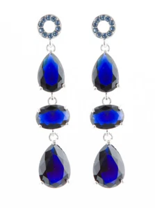 💖🌟Helen's Heart 5923 Montana Swarovski Crystal Drop Earrings🌟💖 - Picture 1 of 1