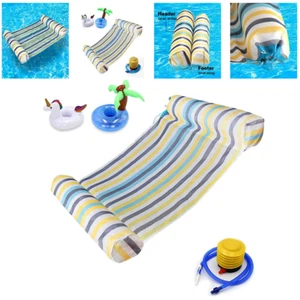 Inflatable Swimming Floating Chair Water Hammock Lounge Portable Bed Pool Beach - Picture 1 of 11