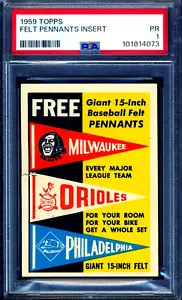 1959 Topps Felt Pennants Insert PSA 1 PR - Picture 1 of 2