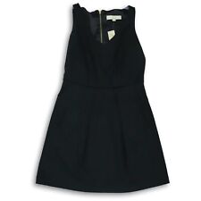 Loft Womens Black V Neck Sleeveless Back Zip Knee Length A Line Dress Size 4P