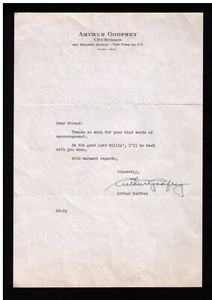 Mid 1950s Signed Letter Arthur Godfrey CBS Building Letterhead New York City - Picture 1 of 2