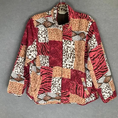 ALLISON DALEY Patchwork Animal Print Quilted Jacket Women's Sz XL/2X - Image 1 of 4
