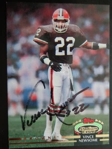 Vince Newsome, 1992 Topps Stadium Club, #86, Cleveland Browns Football Autograph - Bild 1 von 2