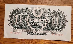 Poland PK #105 1944 1 Zloty Circulated Banknote - Picture 1 of 2