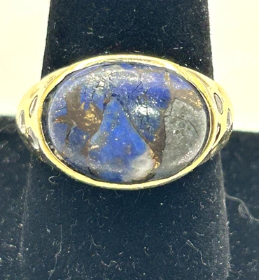 签名 J & P Lapis Lazuli 金色 Vermeil 戒指 9.75 — 第 1/4 张图片