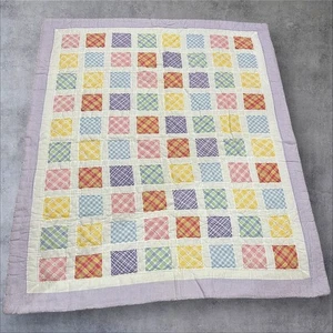 Multicolor Purple Plaid Patchwork Quilt 56x48 Handmade Baby/Child Quilt Blanket - Picture 1 of 8