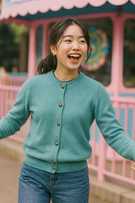 Cárdigan Ballantyne Cachemir Dorado Botón Tejido Talla 38 Azul Bebé Hecho en Escocia Foto 1 de 4