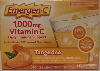 Emergen-C Vitamin C 1000mg Tangerine 30 Packets Exp 03/2026 Immune Support Drink - Image 1 of 3