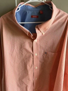 IZOD Camicia manica corta con colletto e bottoni, bottoni 6 XL arancione Gingham - Foto 1 di 13