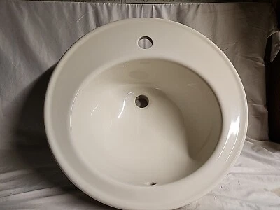 ​KOHLER Fregadero de Baño de Cerámica con Drenaje de Desbordamiento Auto Borde Redondo Marfil Foto 1 de 4