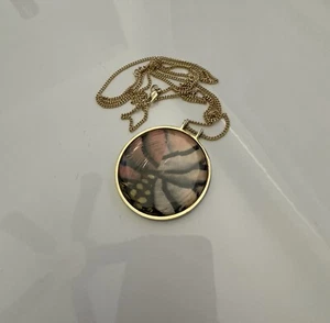 Signed Nocturne Natural Feather Pendant Long Necklace - Picture 1 of 4
