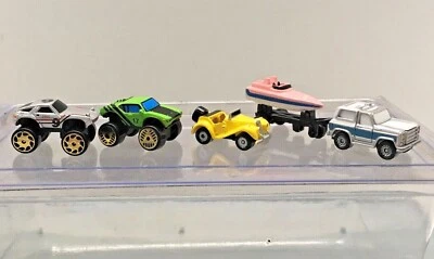 5 Vintage 1986 to 1989 Galoob Micro Machines Cars 4X4 Jeep Speed Boat On Trailer - Image 1 of 4