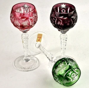 Set 3 Glasses Liqueur Glass Flashed Glass Hand Cut Nachtmann R670 - Picture 1 of 14
