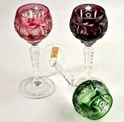 Set 3 Glasses Liqueur Glass Flashed Glass Hand Cut Nachtmann R670 - Image 1 of 4