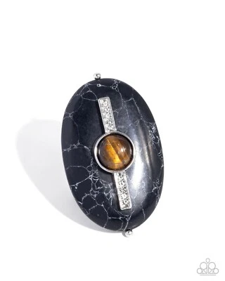 Paparazzi Serene Spirit - Negro - Piedra Ovalada - Estrás - Ojo de Tigre - Anillo Foto 1 de 2