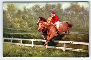 Steeplechasing Neck and Neck Postcard Raphael Tuck Horseracing Horse Race 9118 - Picture 1 of 2